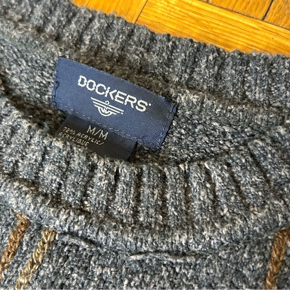 Dockers Plaid Striped Gray/Black/Brown Men’s Medium Sweater - Picture 5 of 6